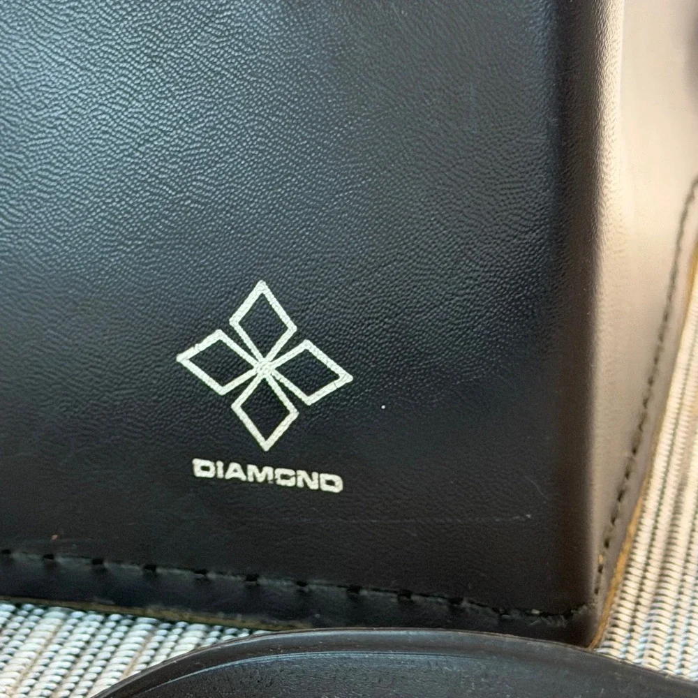 Diamond Vintage Camera Bag Black Faux Leather Case for Polaroid Land Camera